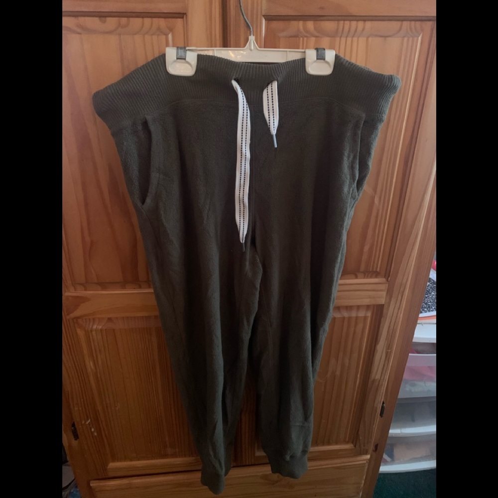 American Eagle Green Teddy Drawstring Joggers